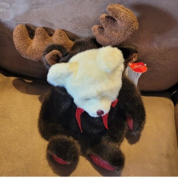 Russ Berrie Plush Teddy Bear / Moose  Christmas Holiday - Picture 2 of 9